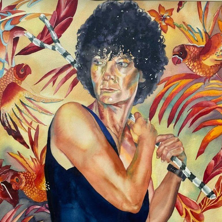 Retrato original en acuarela sobre papel pintado por Edee Joppich en venta 2