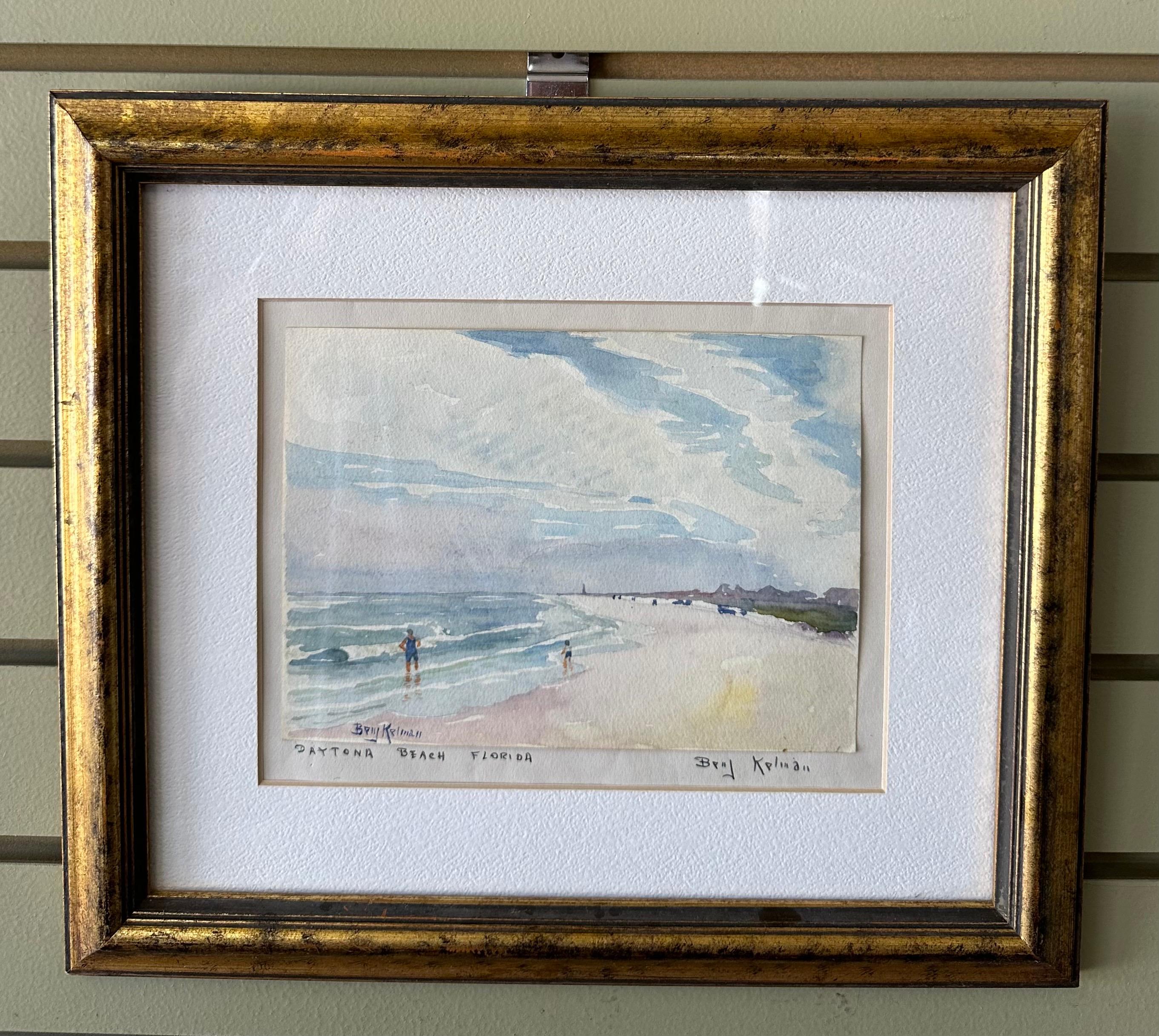 Aquarellgemälde „Daytona Beach - Florida“ von Benjamin Kelman, Original (Moderne der Mitte des Jahrhunderts) im Angebot