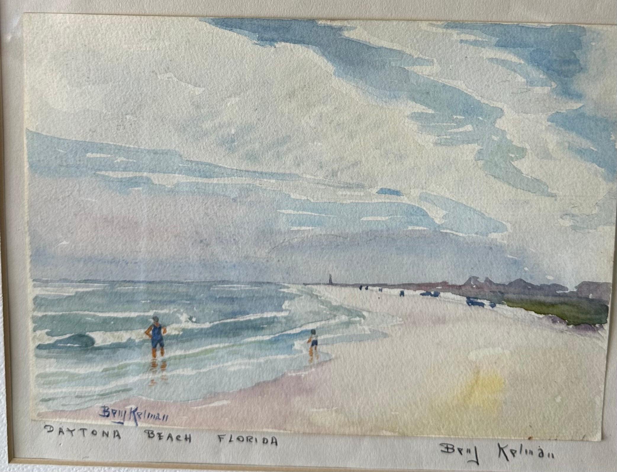 Aquarellgemälde „Daytona Beach - Florida“ von Benjamin Kelman, Original (Aluminium) im Angebot