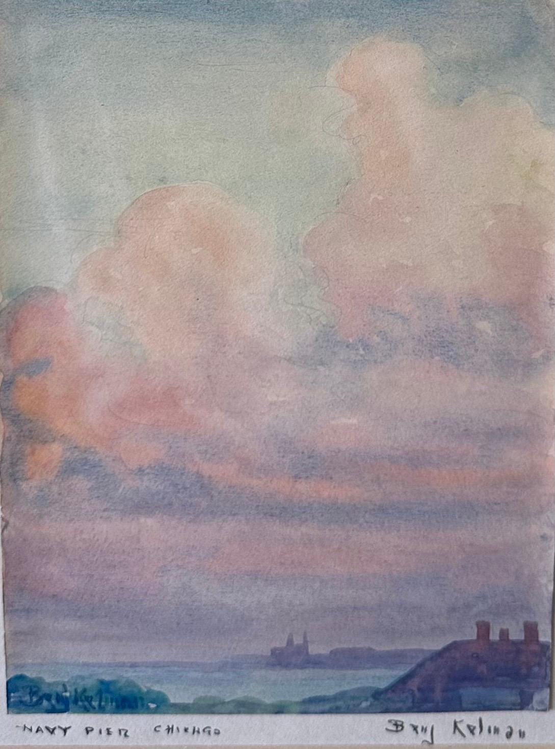 Aquarellgemälde „Navy Pier - Chicago“ von Benjamin Kelman, Original im Angebot 1