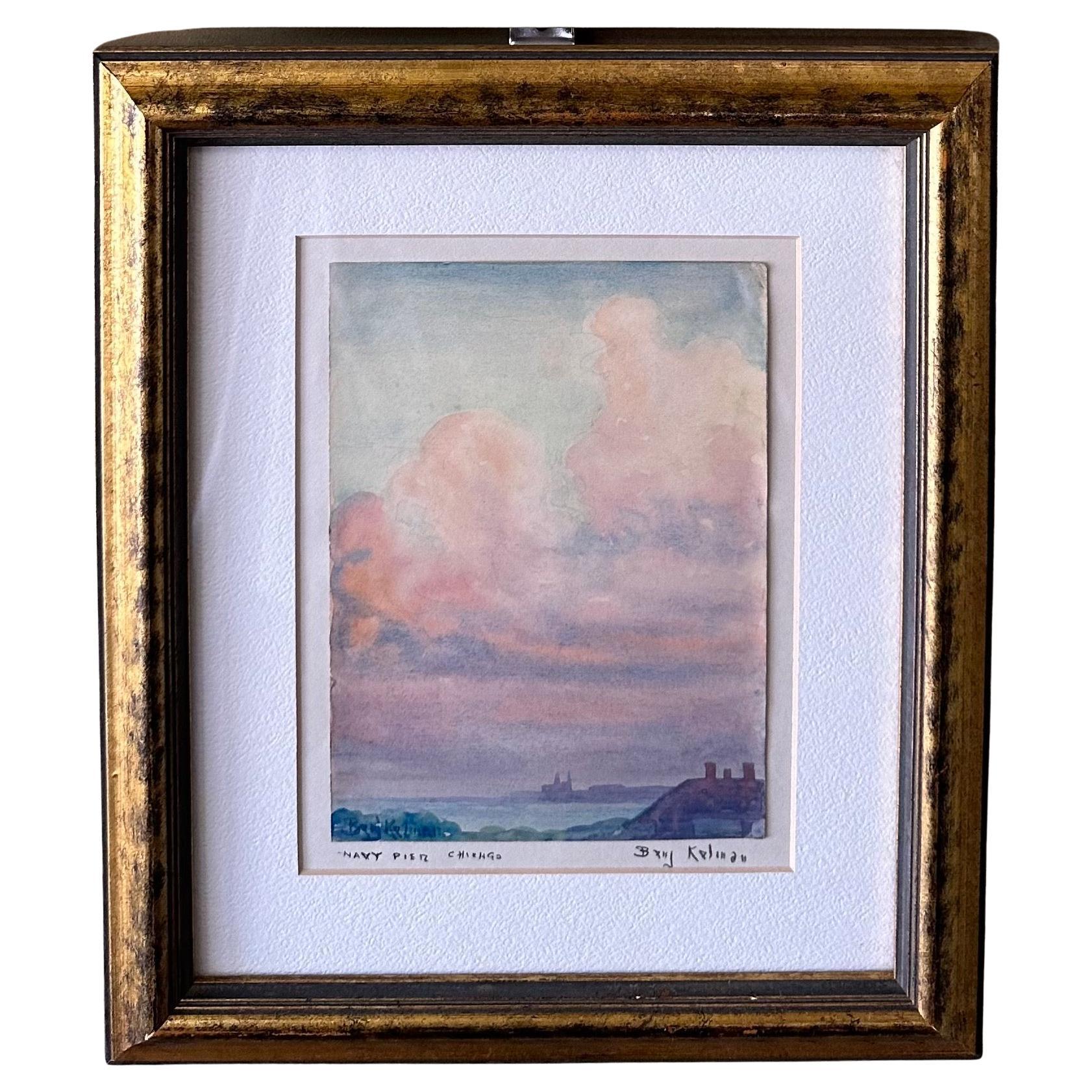 Original Watercolor Painting "Navy Pier - Chicago" by Benjamin Kelman For Sale
