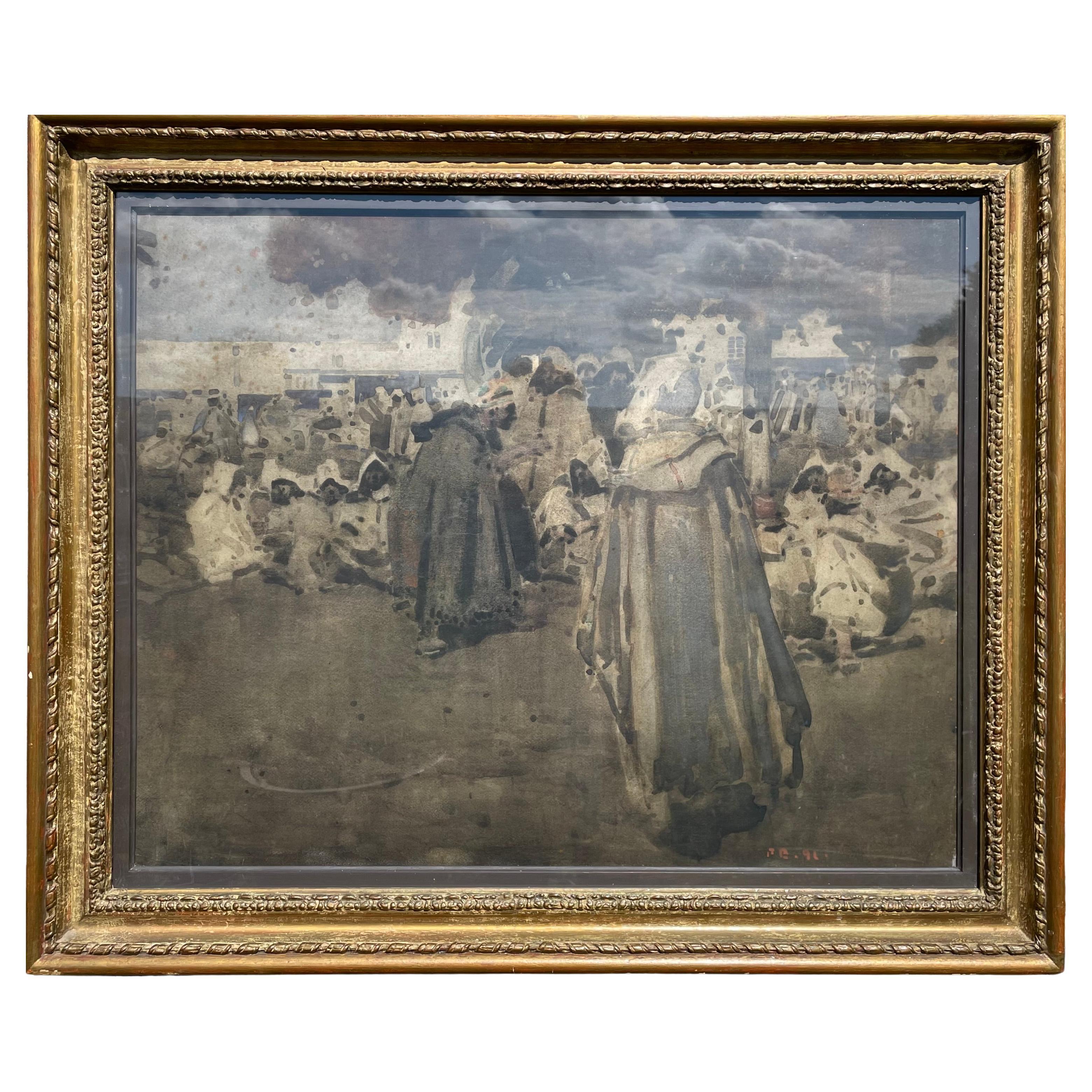Original Watercolour By Sir Frank Brangwyn 'The Soothsayer' im Angebot
