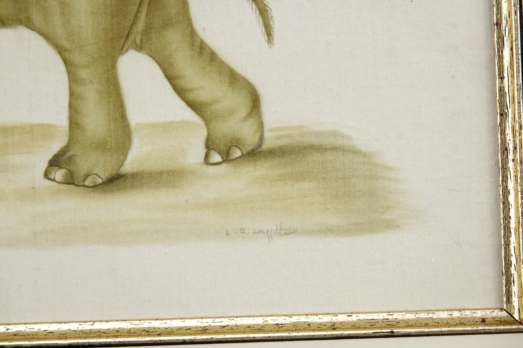 Original Watercolour of an Elephant by La Roche Laffitte For Sale 3