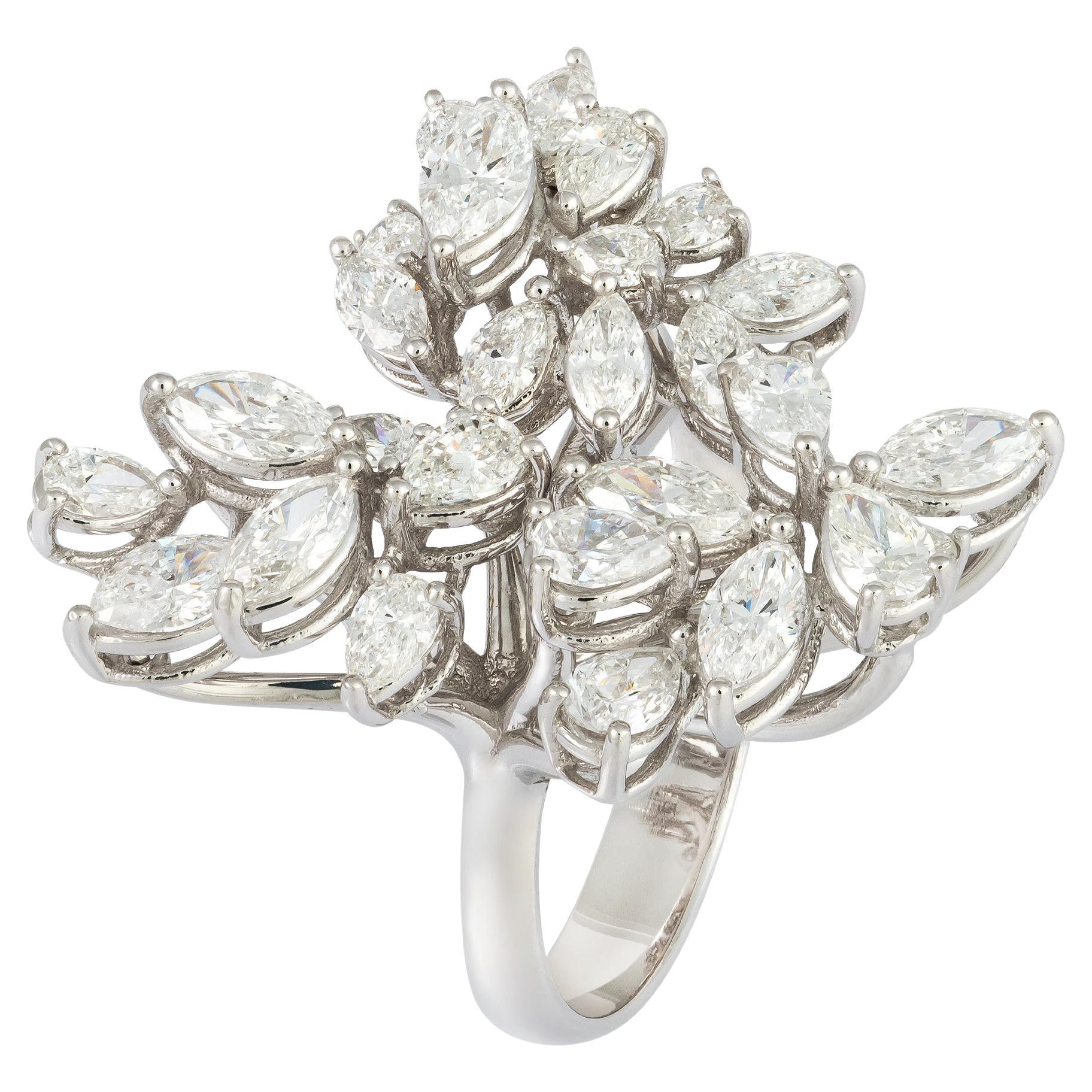 For Sale:  Original White 18K Gold White Diamond Ring for Her