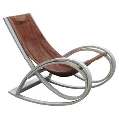 Original White and Brown Aulenti Gae Rocking Chair, 1960 Sgarsul Poltronova