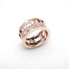 Original White Diamond Band Elegant Rose 18K Gold Ring for Her for Him