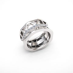 Original White Diamond Band Elegant White 18K Gold Ring for Her for Him