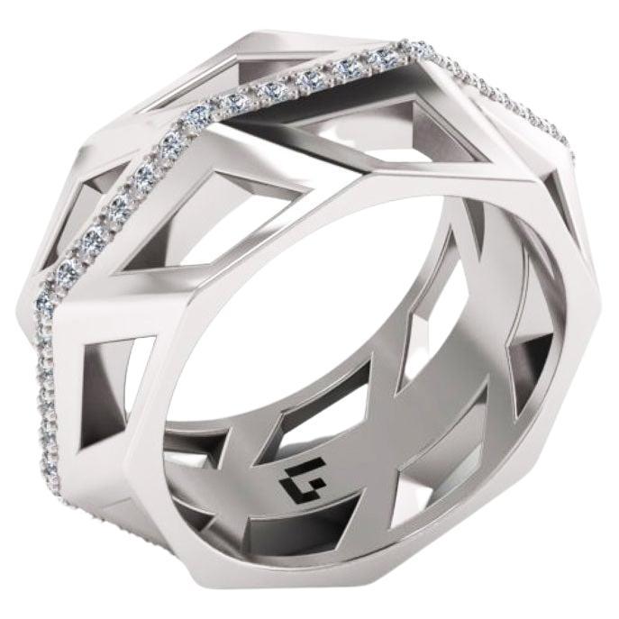 Original White Diamond Band Elegant White 18K Gold Ring for Her for Him
