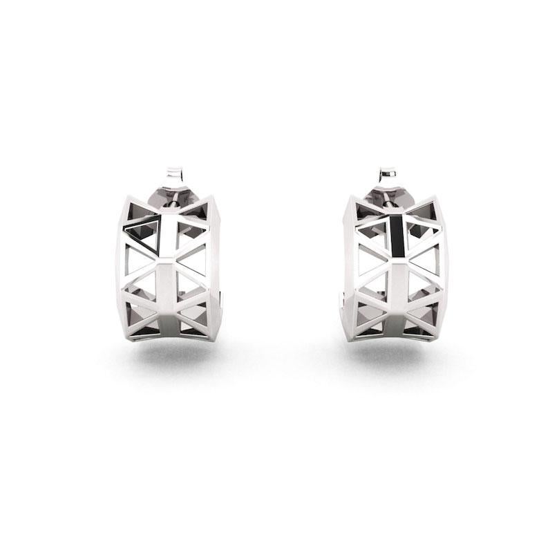 Round Cut Original White Diamond Elegant White 18K Gold Earrings for Her for Him For Sale