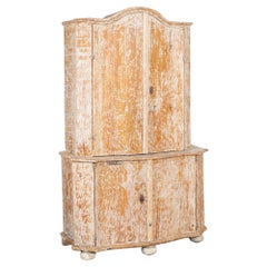 Antique Original White Swedish Pine Cabinet Cupboard, circa 1780-1800