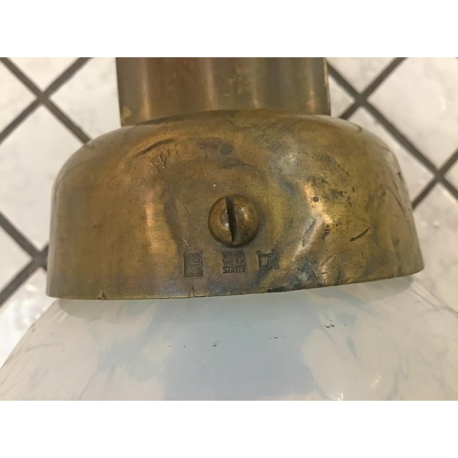 Jugendstil Original Wiener Werkstaette, Hallmarked, Josef Hoffmann Brass Wall Lamp For Sale