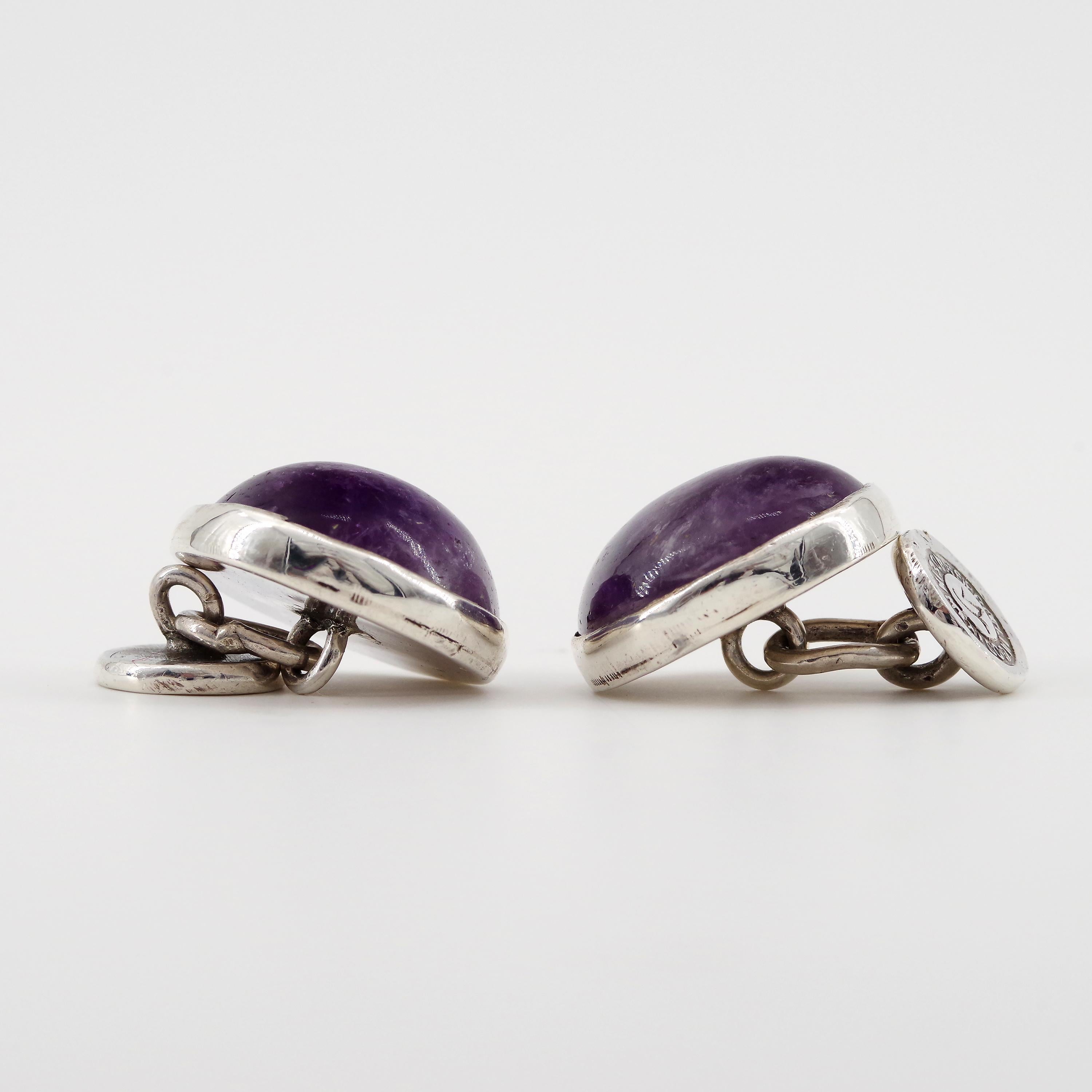 Cufflinks by William Spratling Silver and Amethyst from 1942 In Good Condition In Southbury, CT