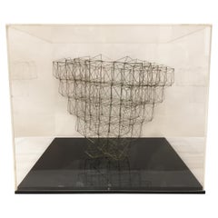 Vintage Original Wire Sculpture in Plexi Box by M. Gelfman Pereira