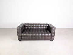 Original Wittmann Kubus Sofa Josef Hoffmann Couch Leder braun