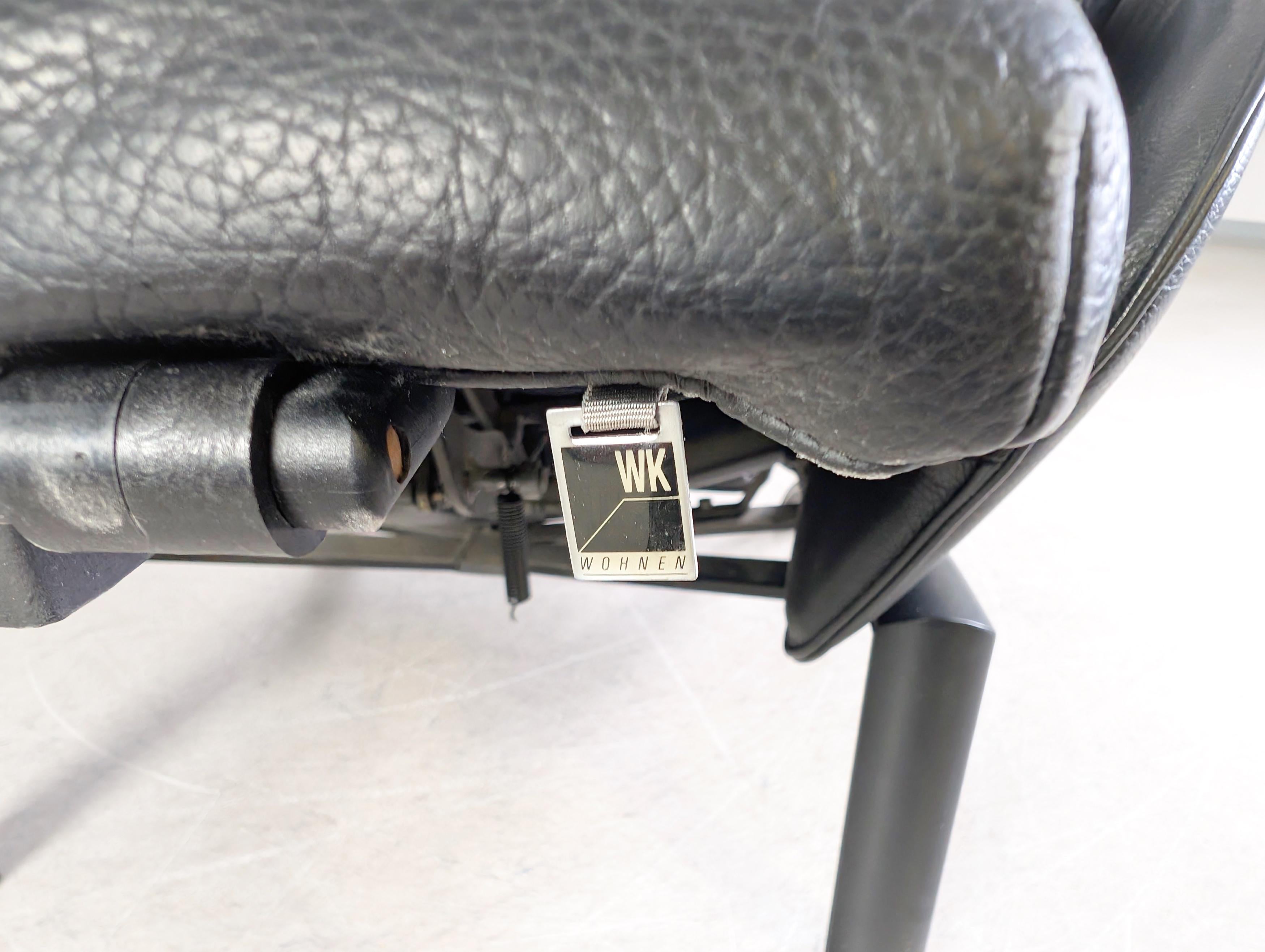 Original WK Wohnen Sessel Design Armlehnstuhl Leder schwarz en venta 4