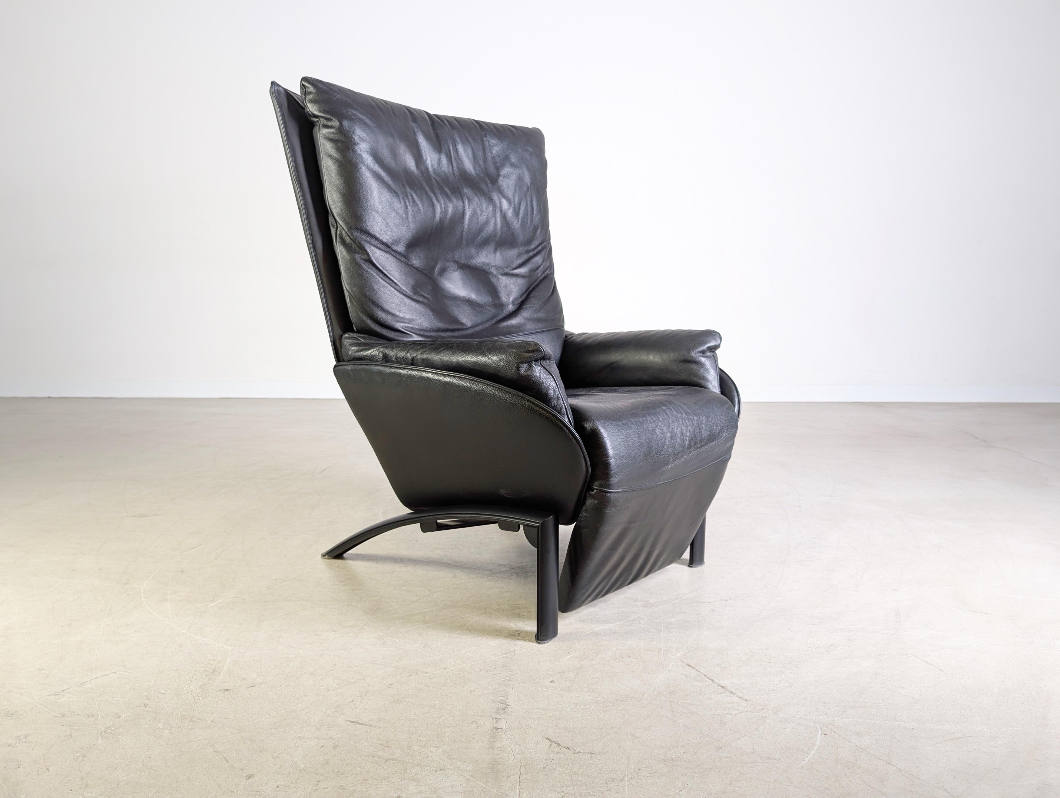 Original WK Wohnen Sessel Design Armlehnstuhl Leder schwarz en Bueno estado para la venta en Berlin, DE