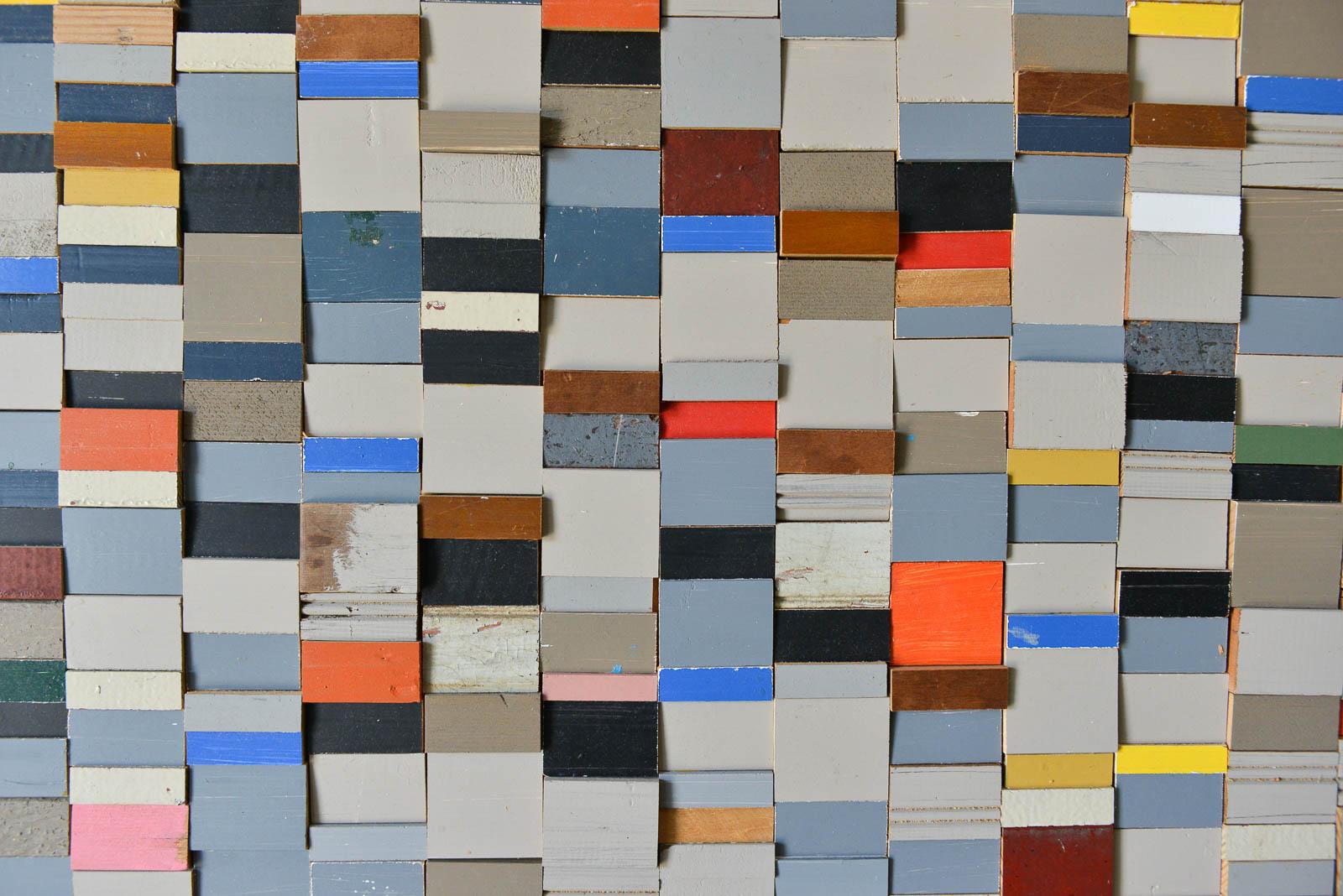 Mosaic Original Wood Wall Relief by Michelle Peterson-Albandoz, 2015