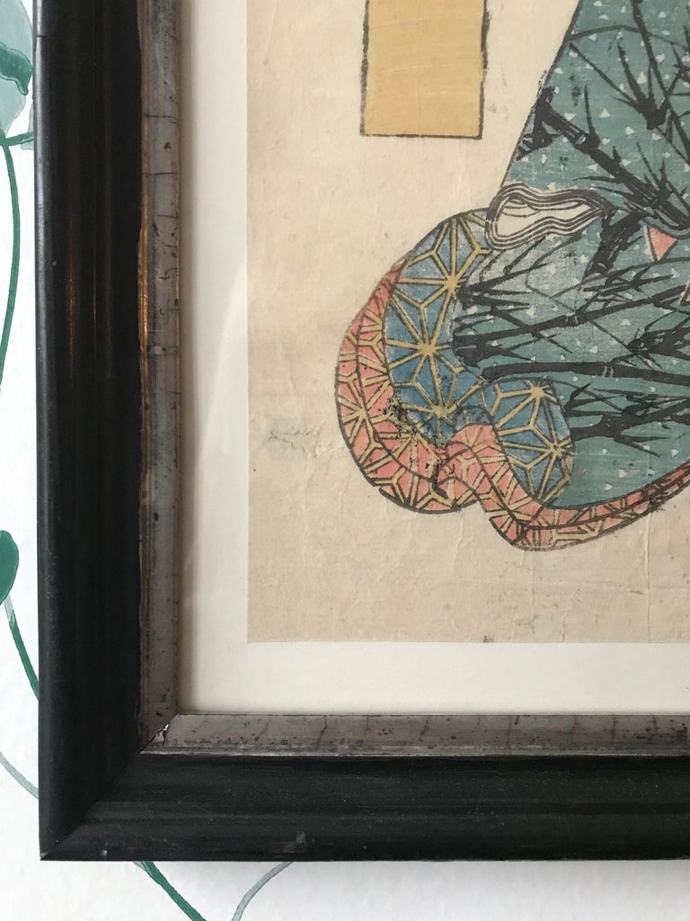 Original Woodblock Print in Antique Frame For Sale at 1stDibs