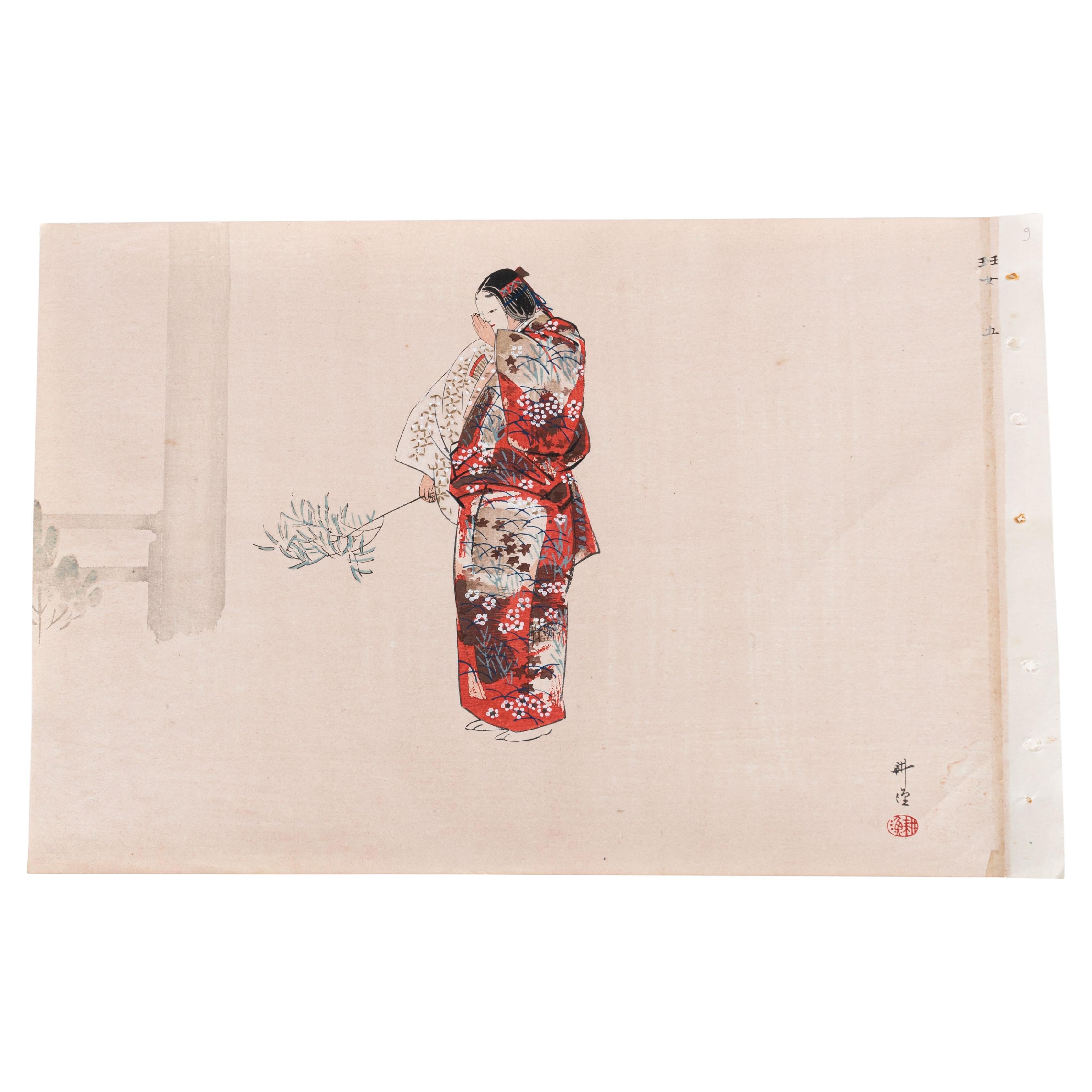 Grabado xilográfico original Japón (1925) por Tsukioka Kogyo (firmado) en venta