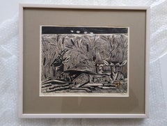 Original woodprint Axel Salto from 1933, denmark, signed