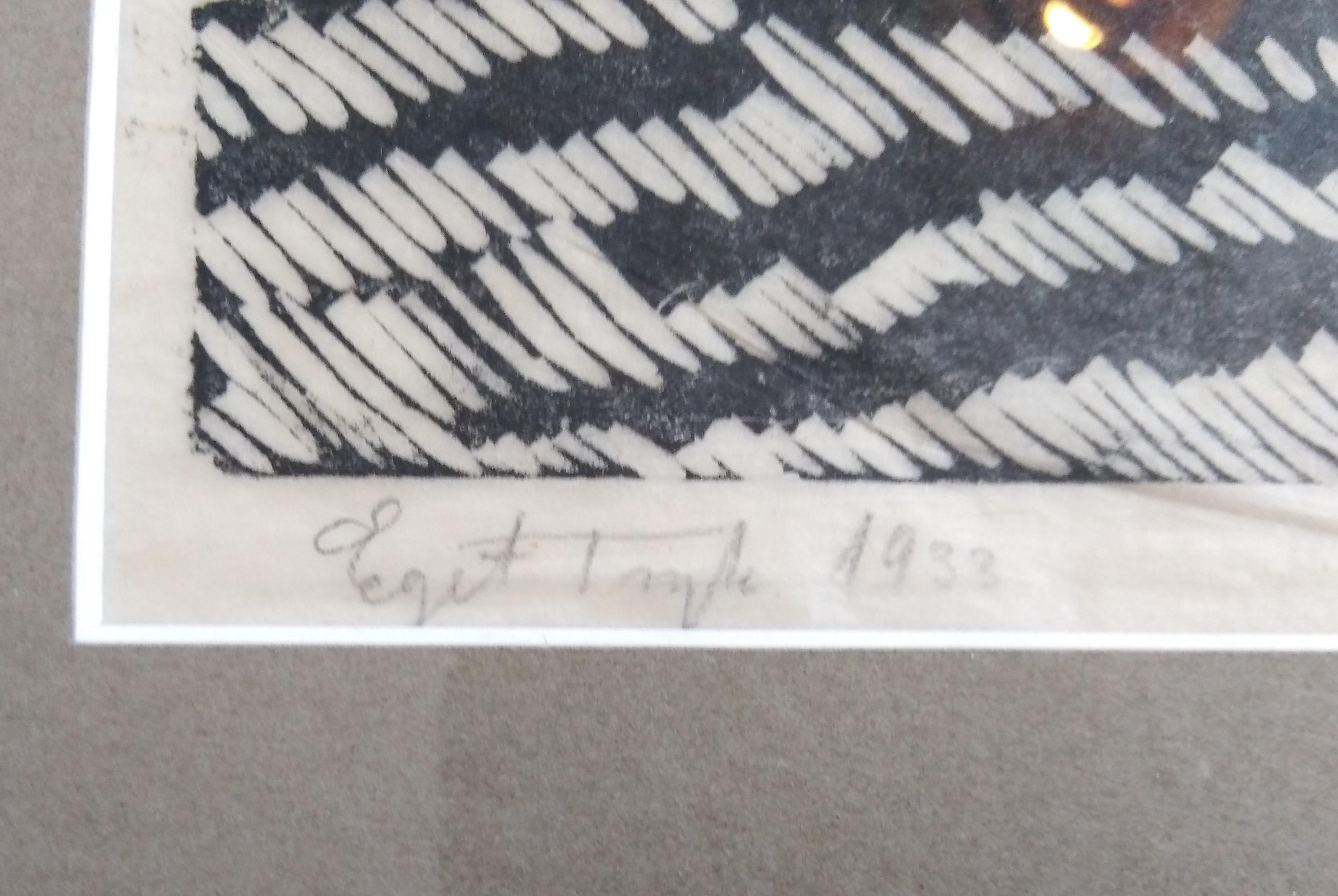 Falegnameria Stampa originale su legno Axel Salto del 1933, Danimarca, firmata in vendita