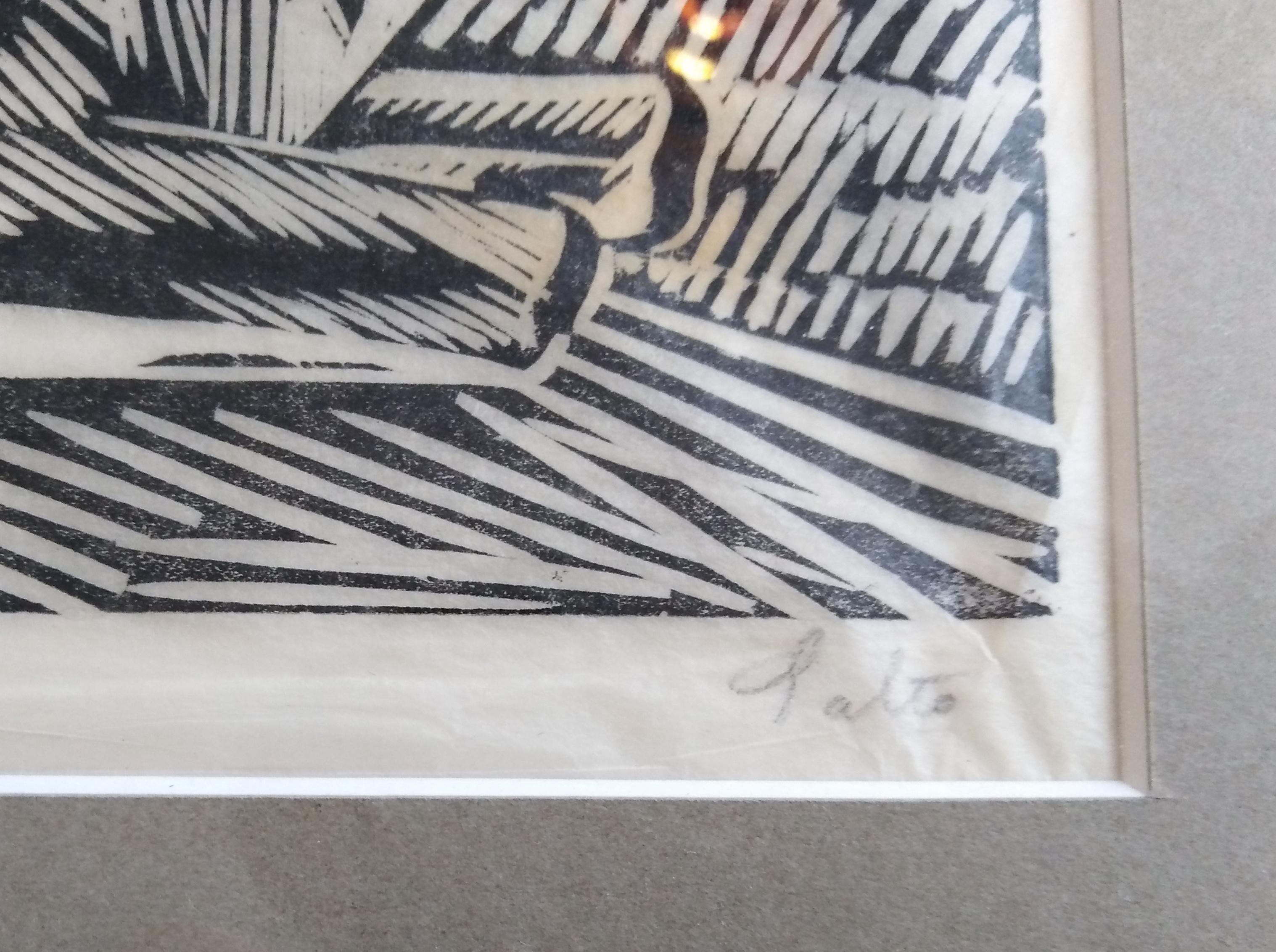 Stampa originale su legno Axel Salto del 1933, Danimarca, firmata In condizioni buone in vendita a Kiel, SH