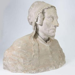 Original Workshop Plaster Representing an Old 19th Century Peasant Woman