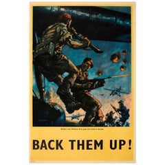 Vintage Original WWII Poster - Back Them Up - Britain's Airborne Army Parachute Regiment