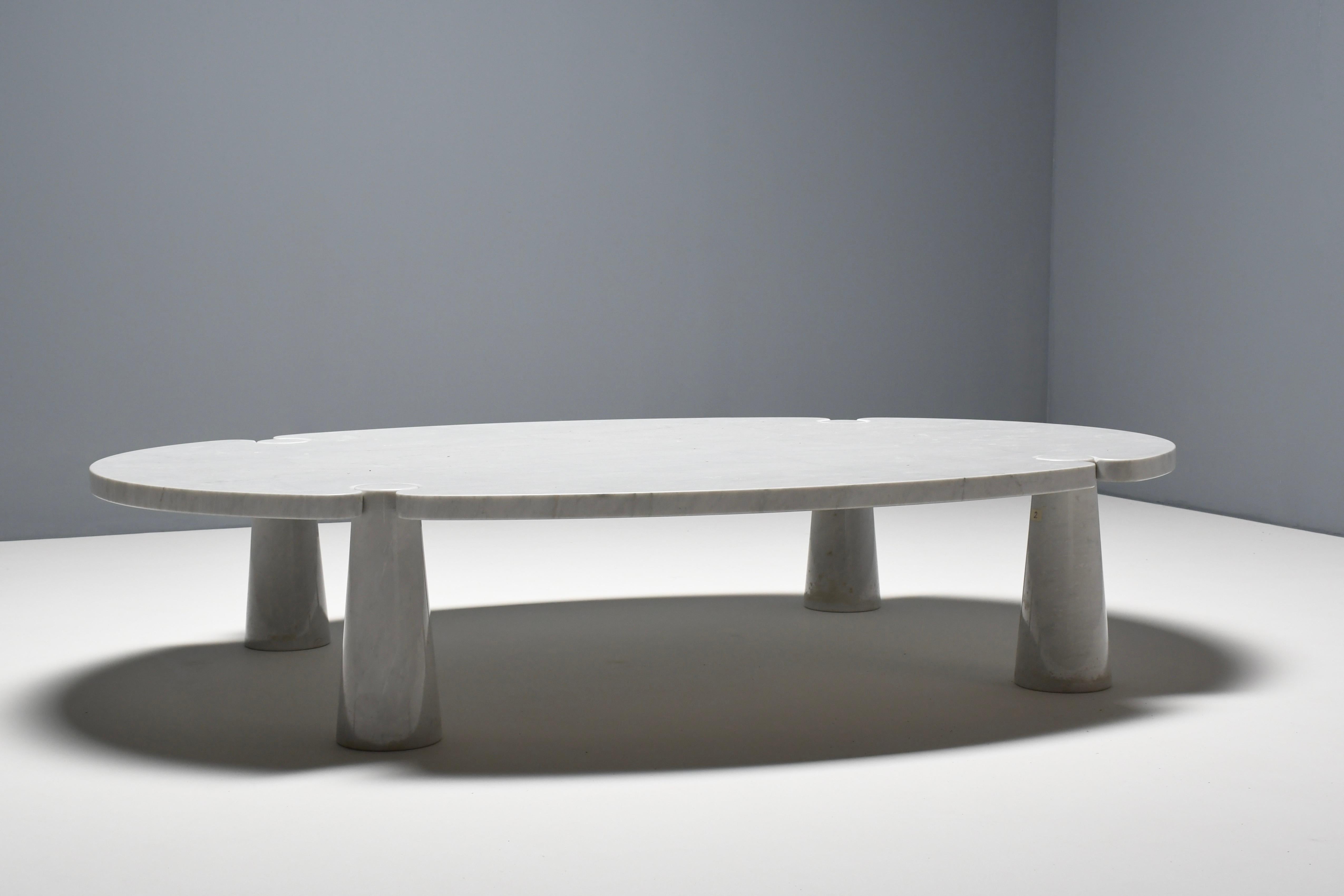 Mid-Century Modern Original XL ‘Eros’ Coffee Table in Carrara Marble by Angelo Mangiarotti, 1970s