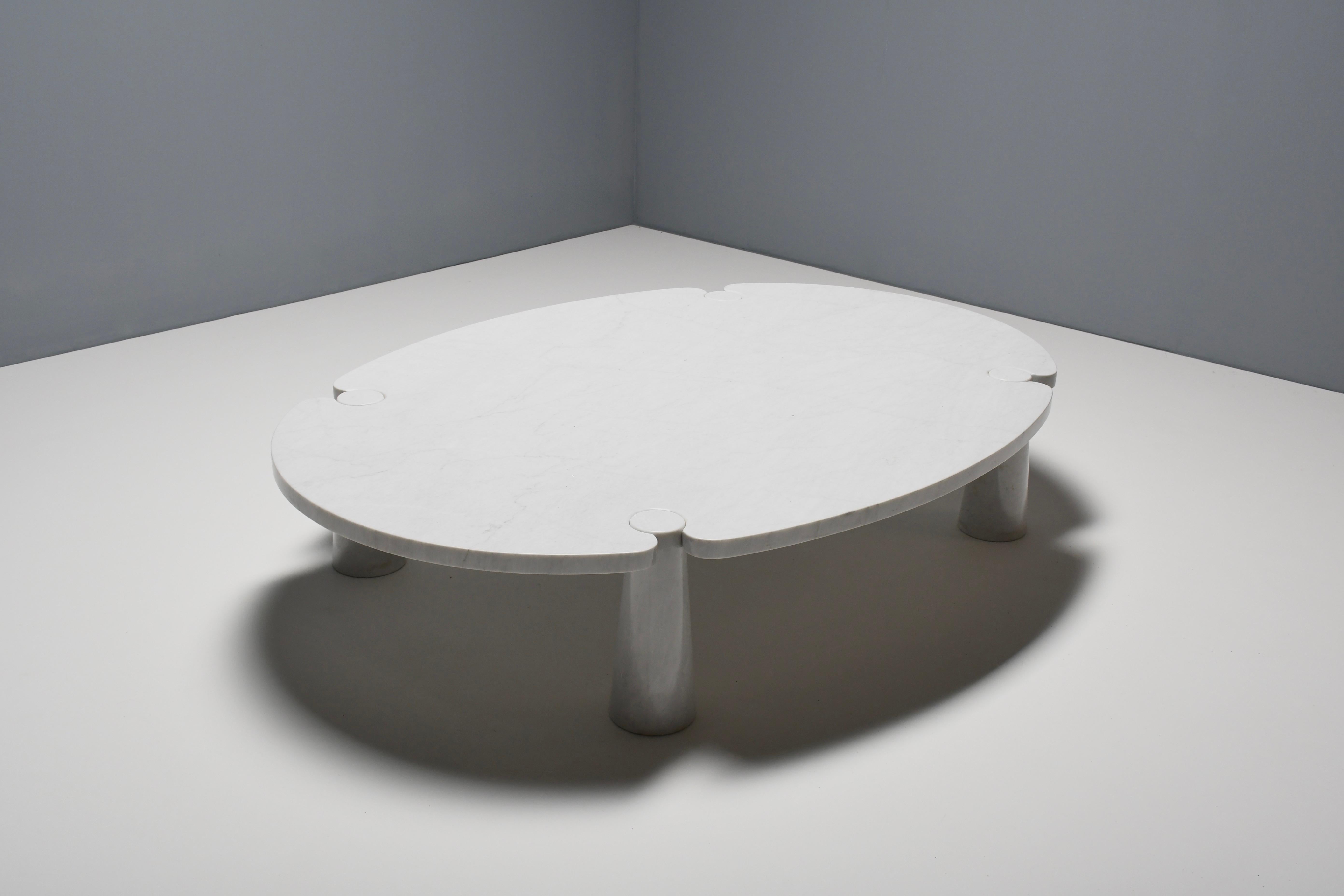 Italian Original XL ‘Eros’ Coffee Table in Carrara Marble by Angelo Mangiarotti, 1970s