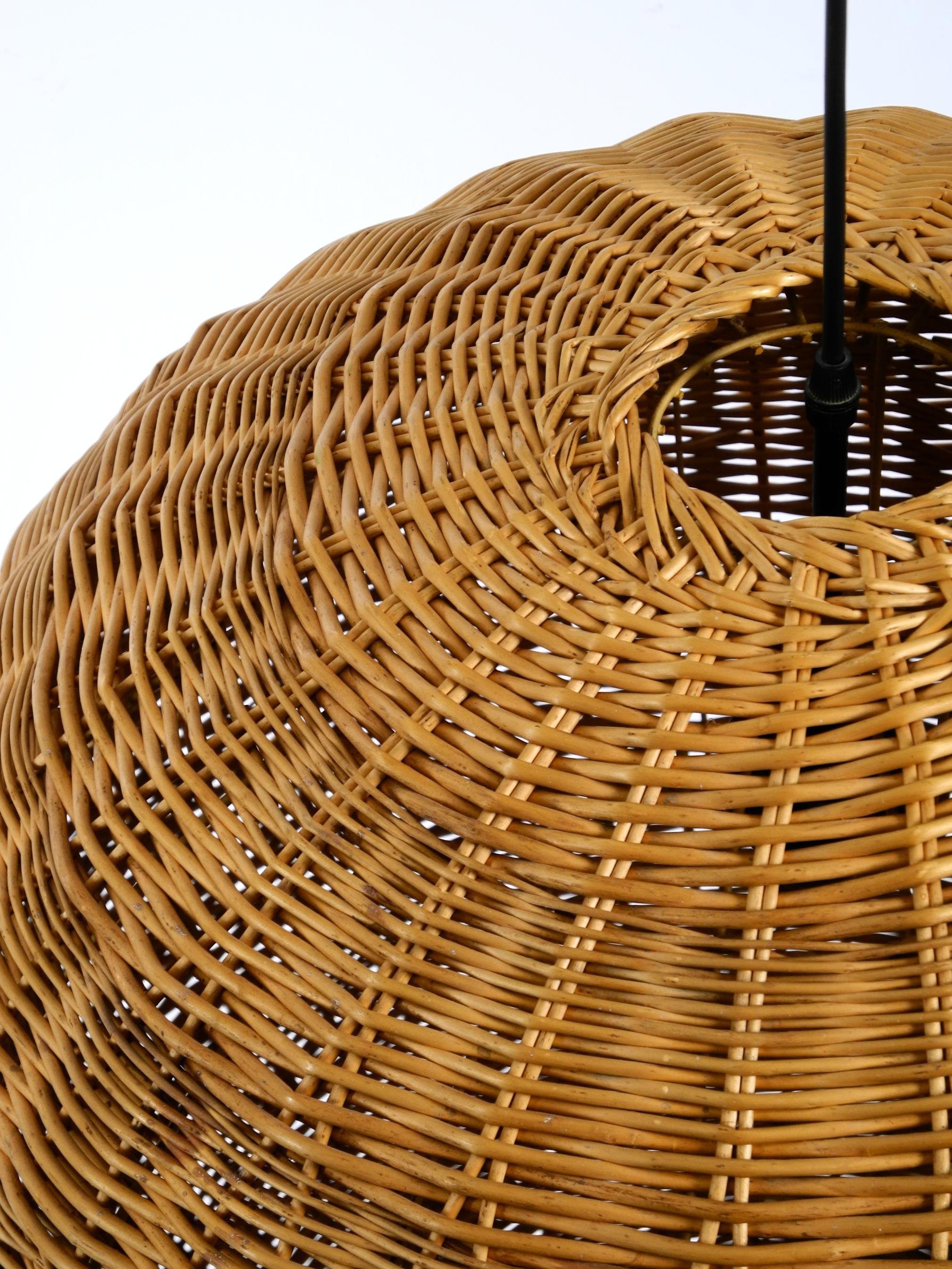 Lampada a sospensione a sfera in rattan originale XXL  Medio Secolo Moderno  Ø 66 cm  26