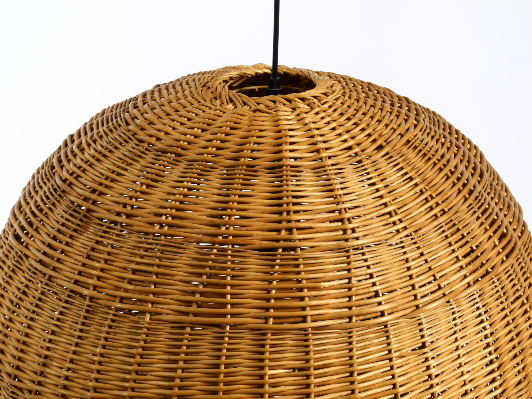 Lampada a sospensione a sfera in rattan originale XXL  Medio Secolo Moderno  Ø 66 cm  26