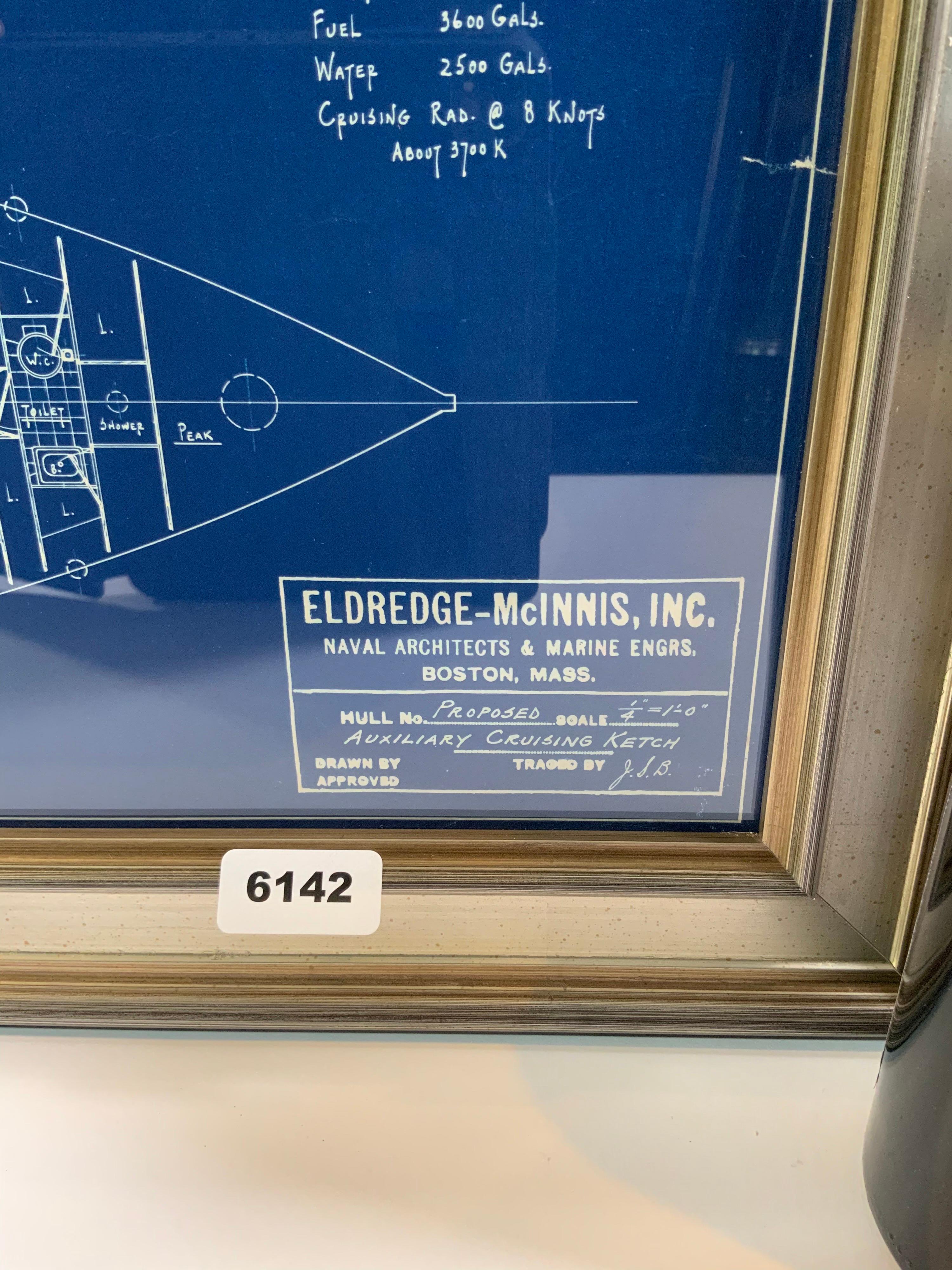 Mid-20th Century Original Yacht Blueprint by Eldredge McInnis