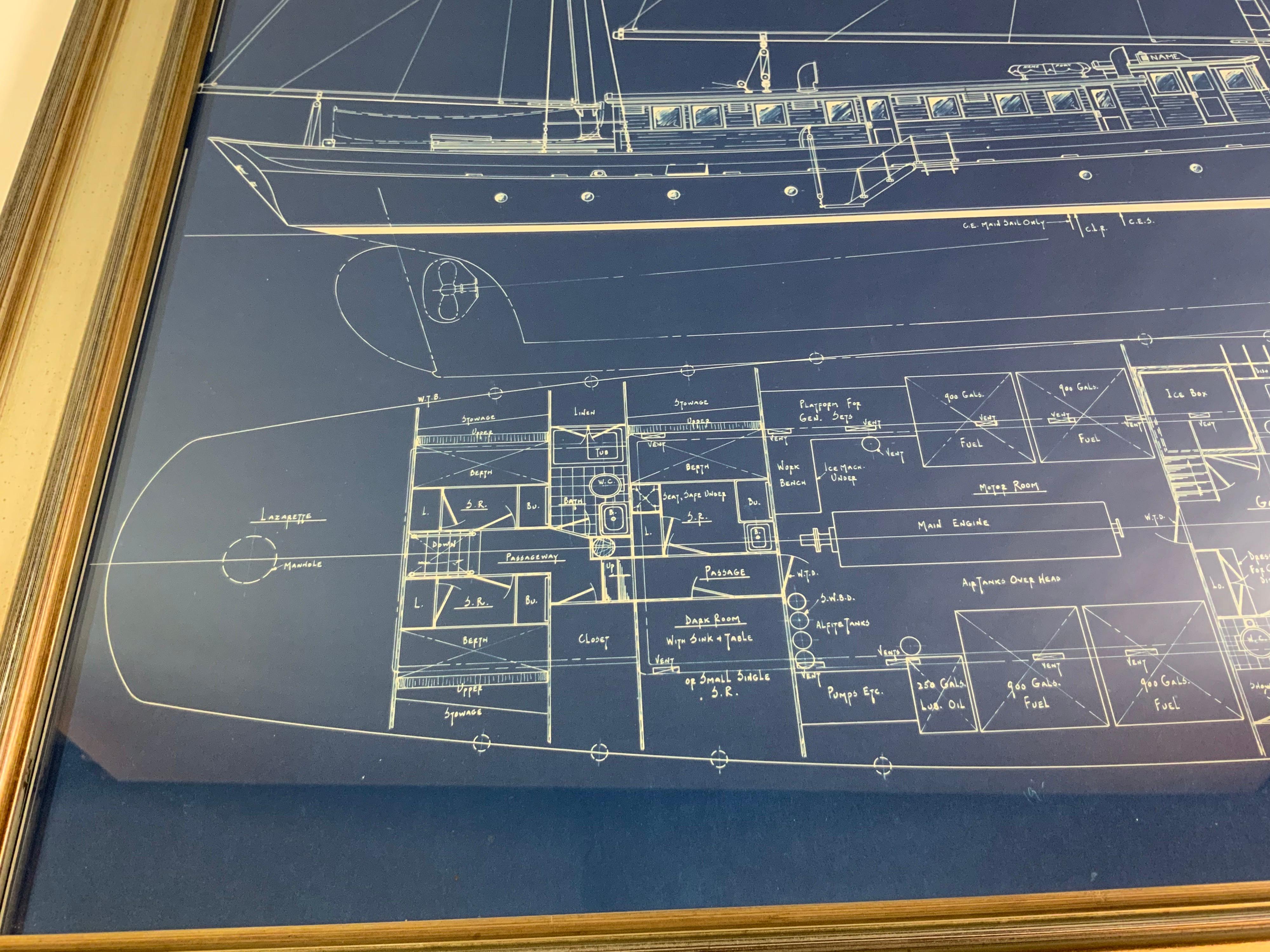 Original Yacht Blueprint by Eldredge McInnis 1