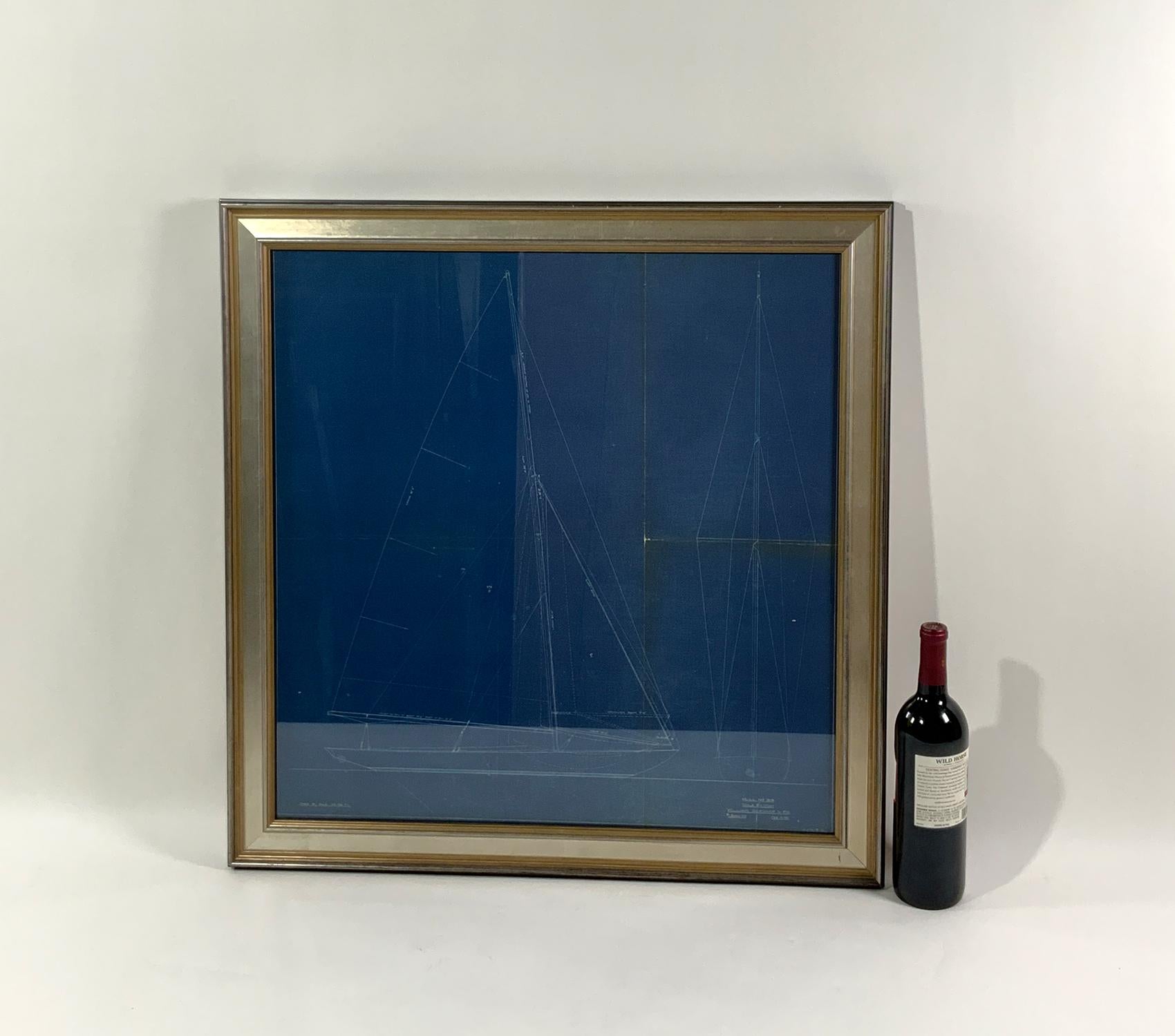 Blauer Yachtblaudruck des berühmten William Gardner im Zustand „Gut“ im Angebot in Norwell, MA