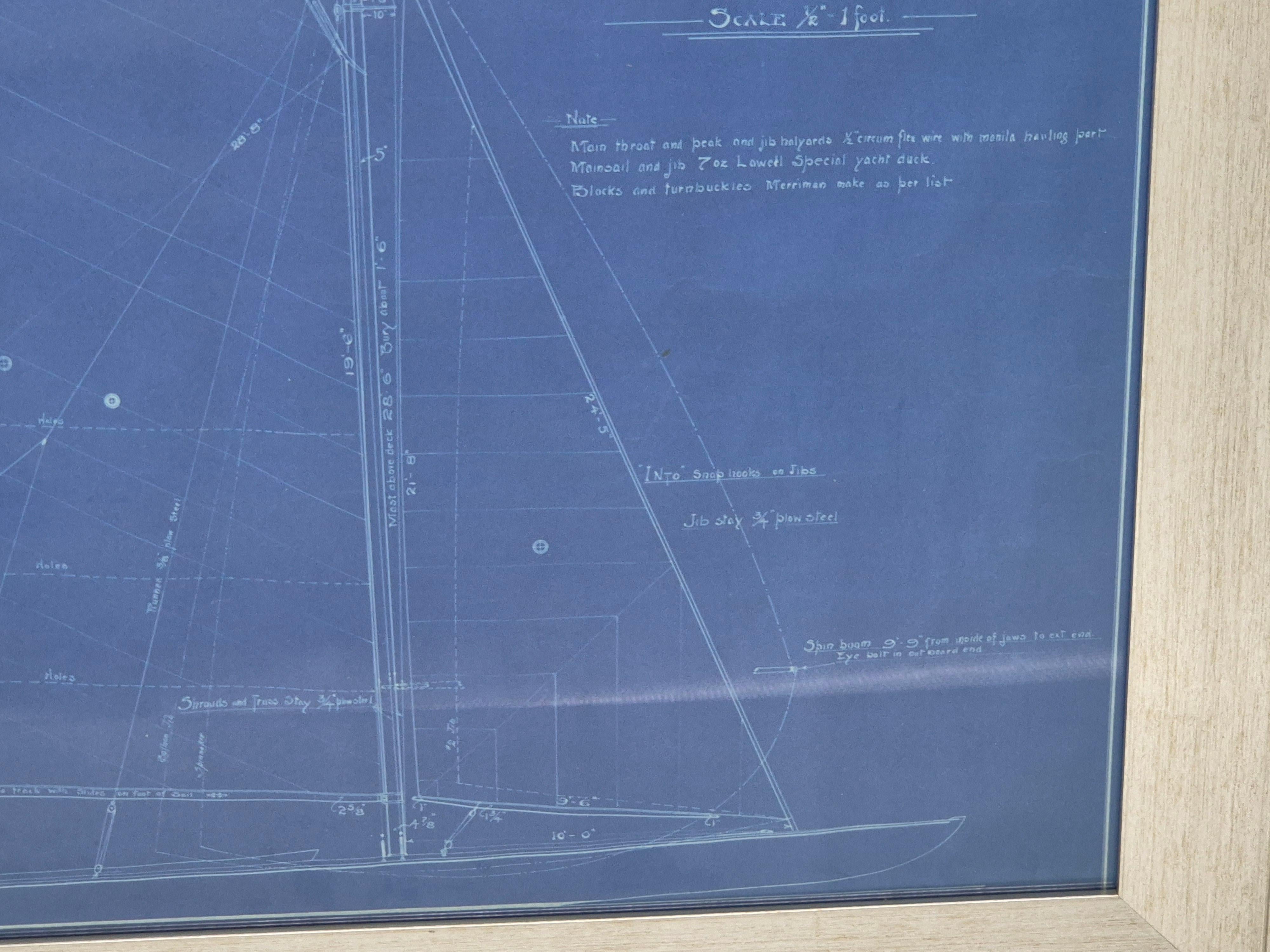 Carta Pianta originale dello yacht dell'architetto navale Charles D. Mower in vendita