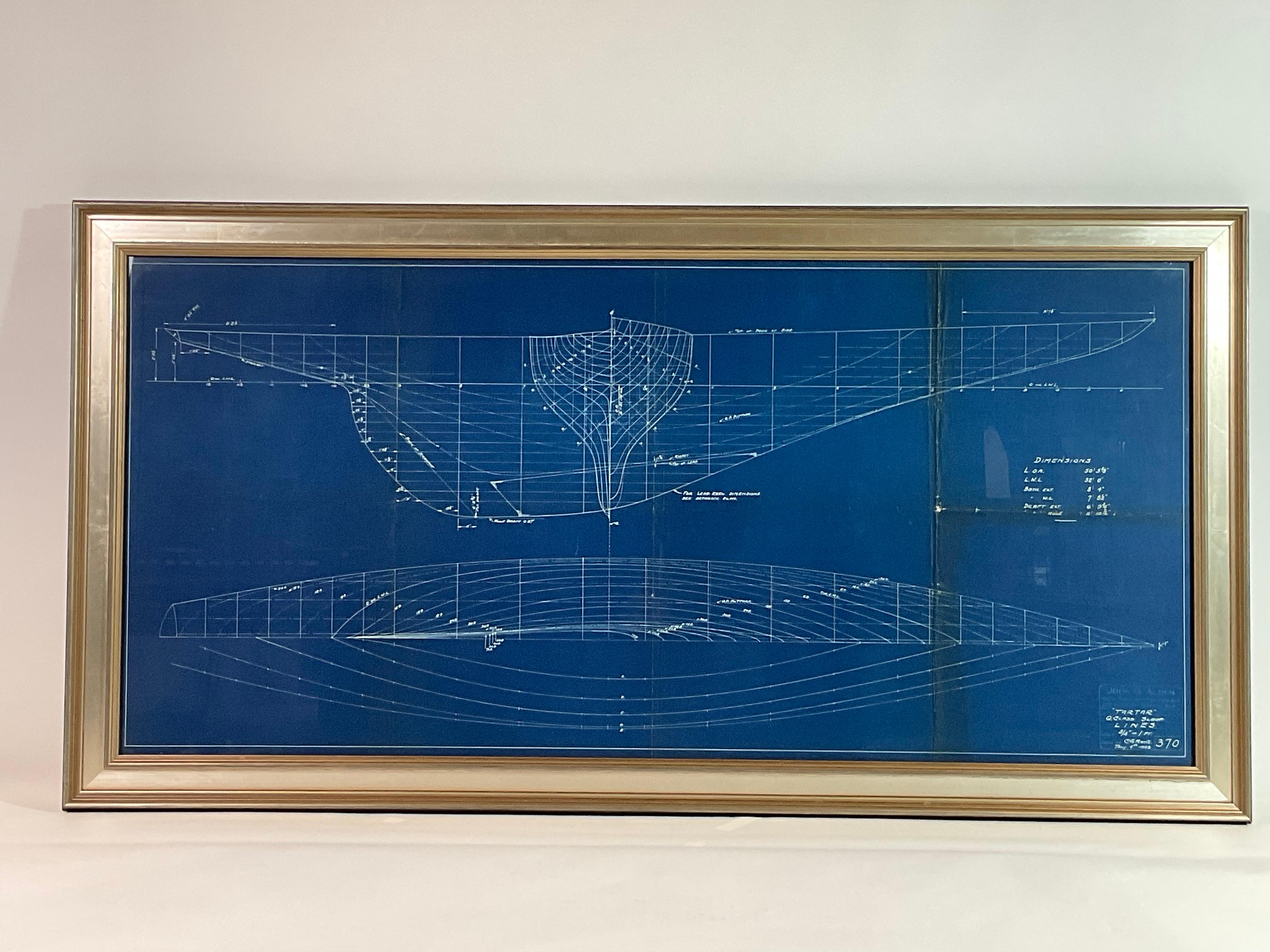 Début du 20ème siècle Original Yacht Blueprint for the Q Class Sloop 