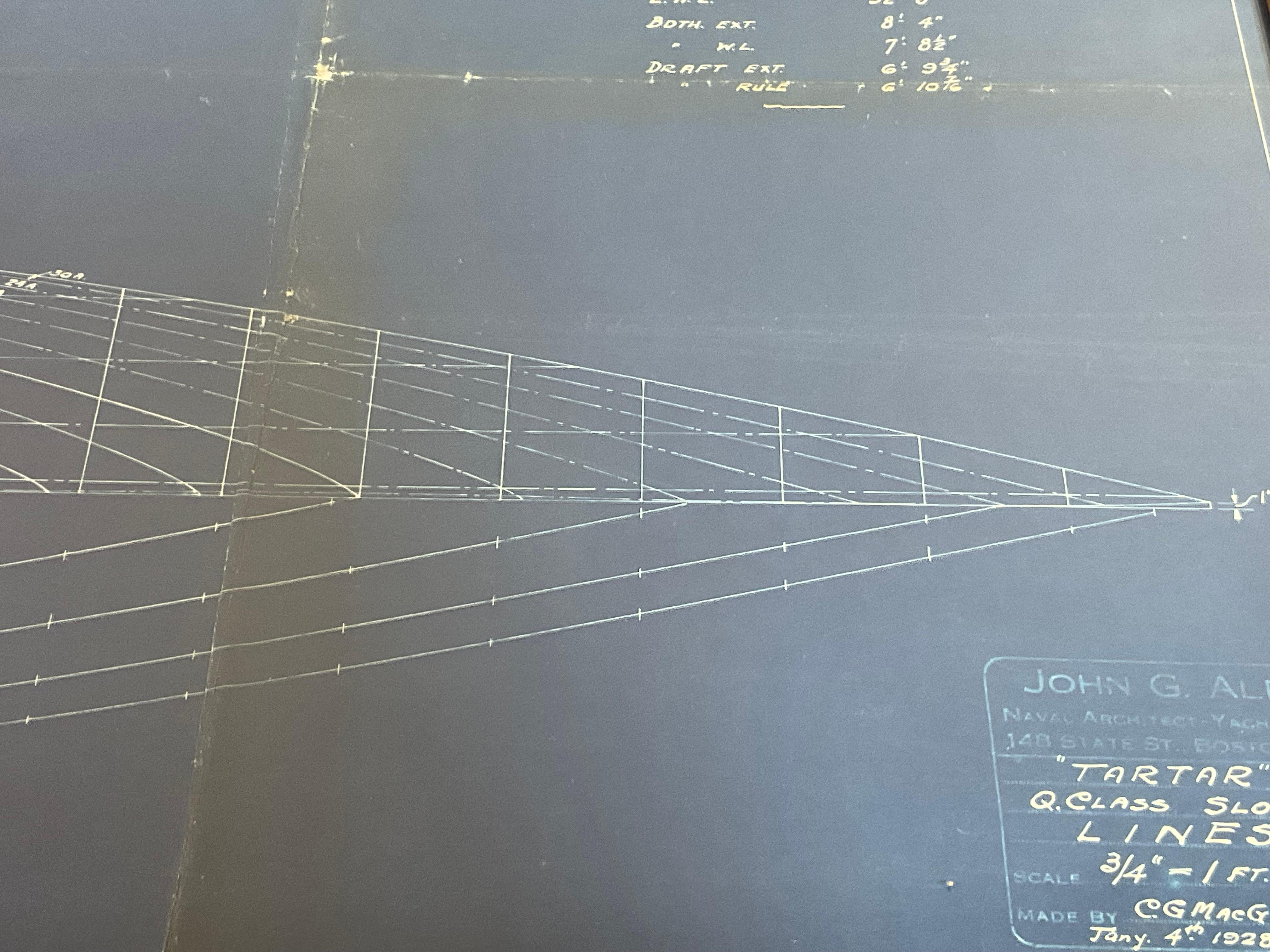Original Yacht Blueprint for the Q Class Sloop 