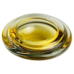 Original yellow murano glass ashtray, Italy, 1980s