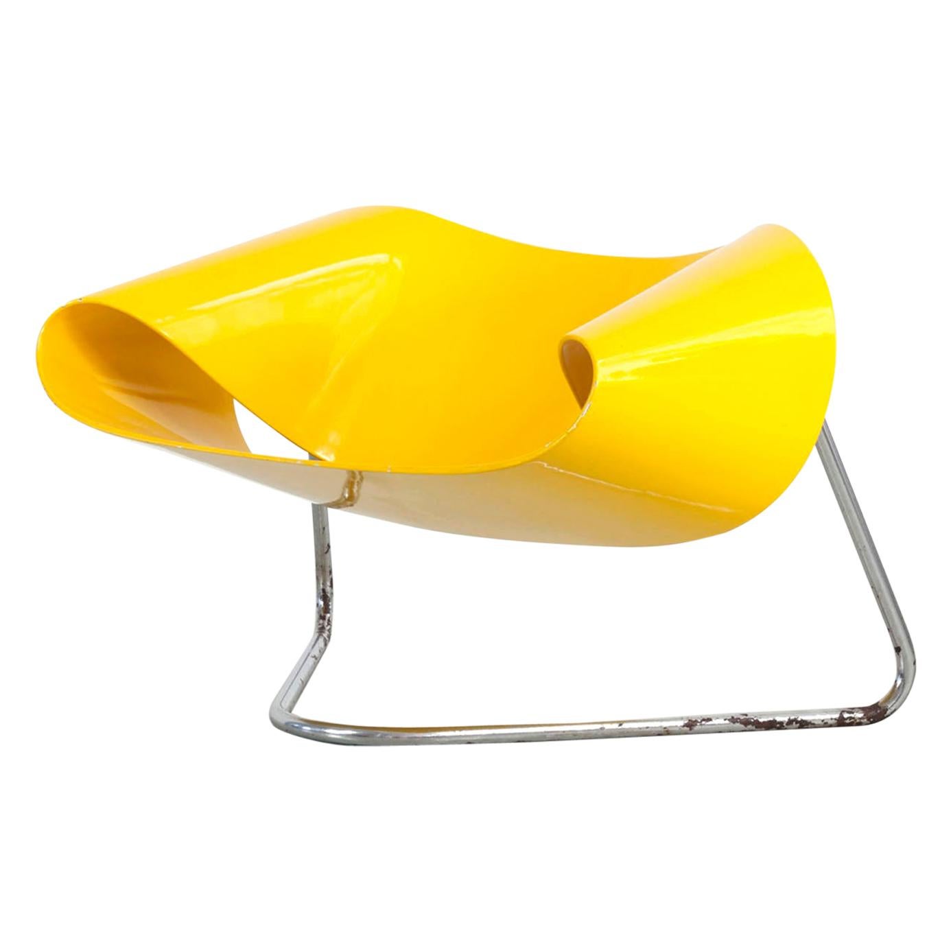 Original gelber „Ribbon-Stuhl“ Modell CL9, von Franca Stagi und Cesare Leonardi