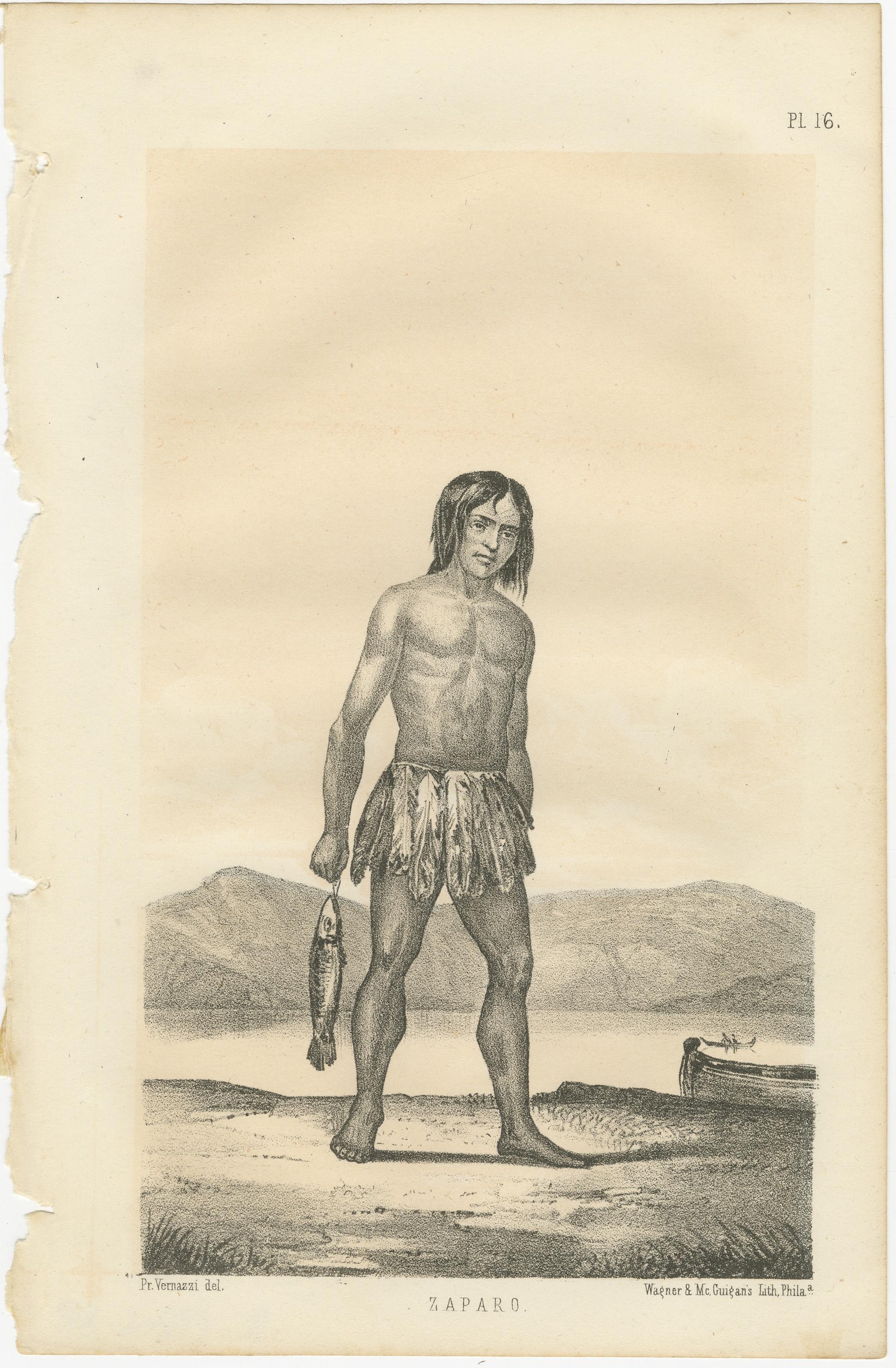 Original-Illustrationen des Zaparo-Stammes: Amazone-Exkursion, 1854 im Zustand „Gut“ im Angebot in Langweer, NL