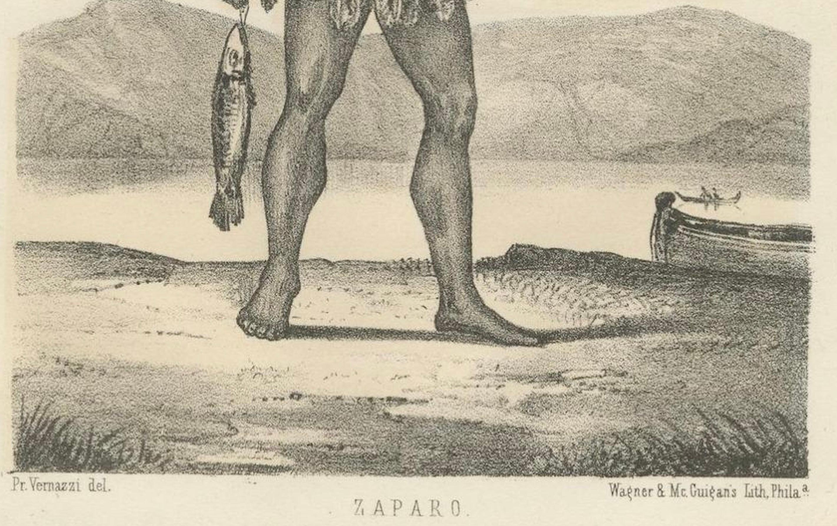 Original-Illustrationen des Zaparo-Stammes: Amazone-Exkursion, 1854 (Mittleres 19. Jahrhundert) im Angebot