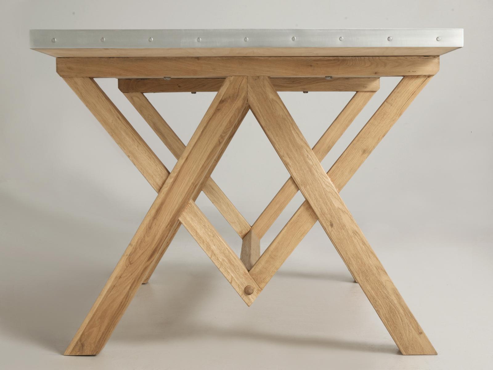 Hand-Crafted Original Zinc Top Farm Style Dining or Kitchen Table in Any Dimension