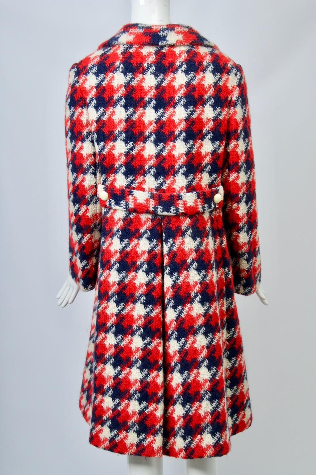 Women's Originala 1960s Red/White/Blue Plaid Coat