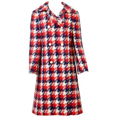 Originala 1960s Red/White/Blue Plaid Coat