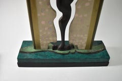 Original Carved  Wood Sculpture Female Figure Hand Painted Carole Harrison