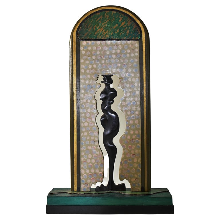 Original Carved Wood Sculpture Female Figure Hand Painted Carole