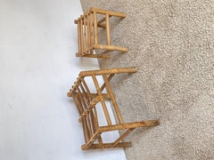 Paire originale de tabourets en bambou et rotin naturel, « Bamboo Heritage », 1970