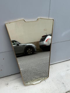 Original Italian 1950s Shaped Wall Mirror Brass Frame Gio Ponti Style