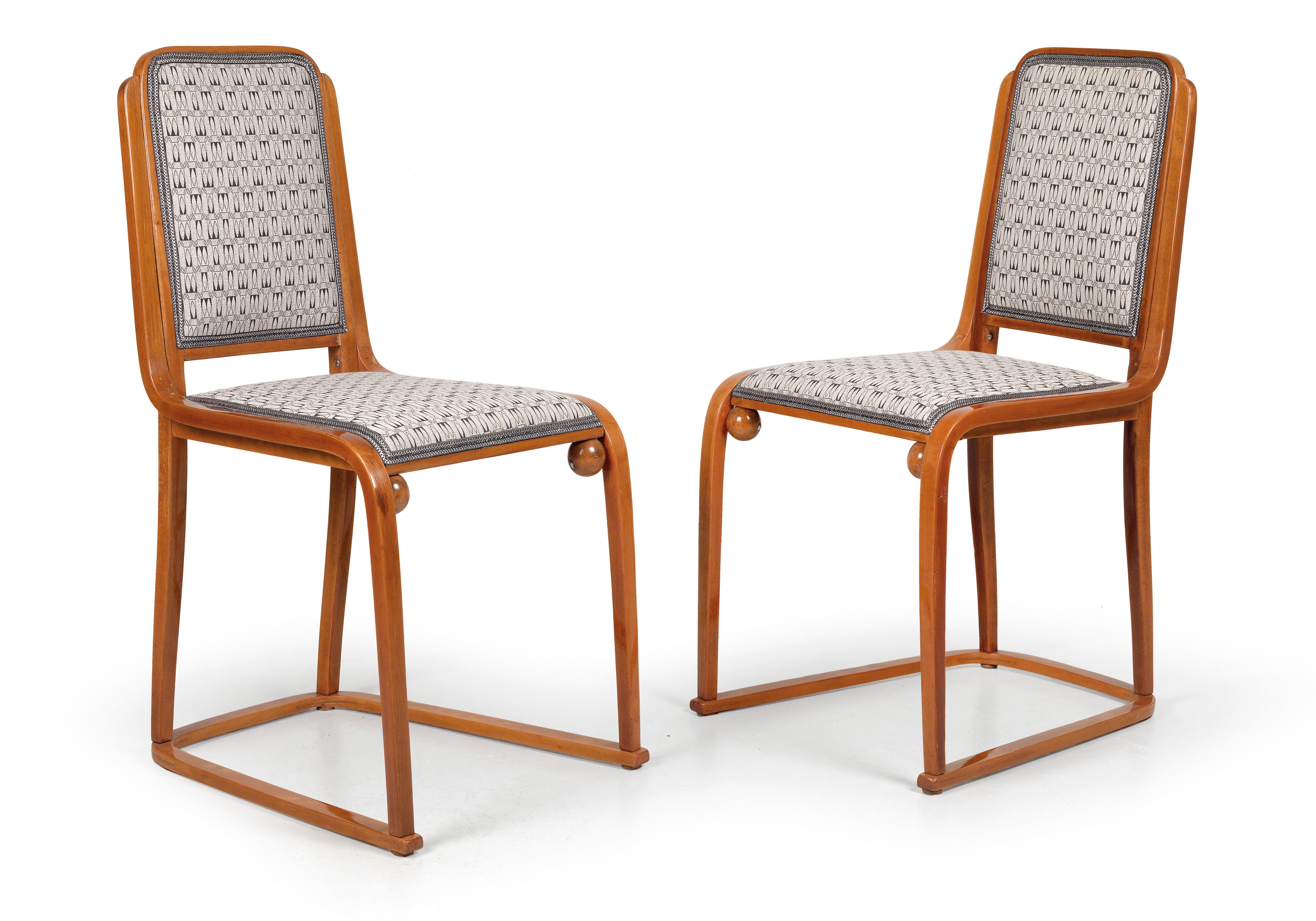 Hand-Crafted Originals 1905 of the Period Pair of Josef Hoffmann and Jacob &Josef Kohn Chairs For Sale